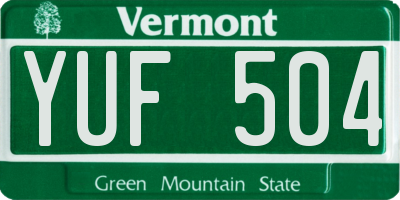 VT license plate YUF504