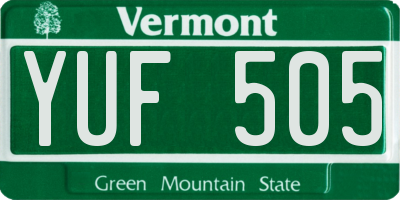 VT license plate YUF505