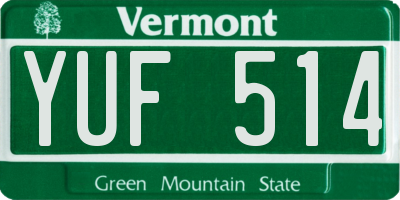 VT license plate YUF514