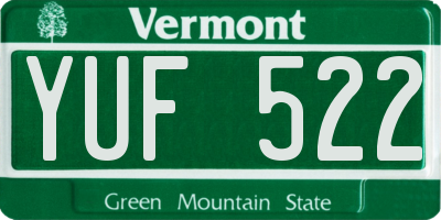 VT license plate YUF522