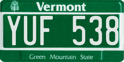 VT license plate YUF538