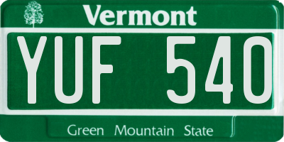 VT license plate YUF540
