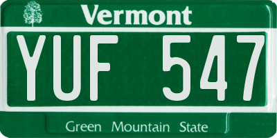 VT license plate YUF547