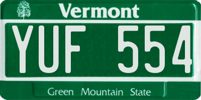 VT license plate YUF554