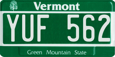 VT license plate YUF562