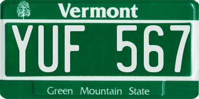 VT license plate YUF567