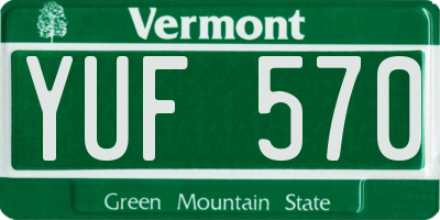 VT license plate YUF570