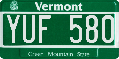 VT license plate YUF580