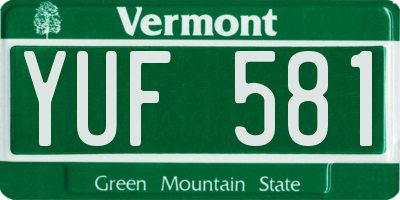 VT license plate YUF581