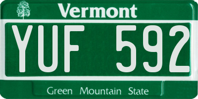 VT license plate YUF592