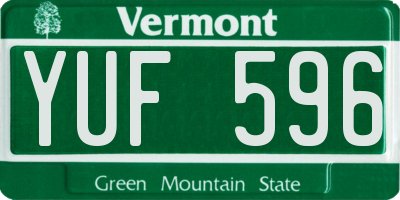 VT license plate YUF596
