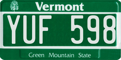 VT license plate YUF598