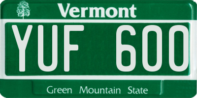 VT license plate YUF600