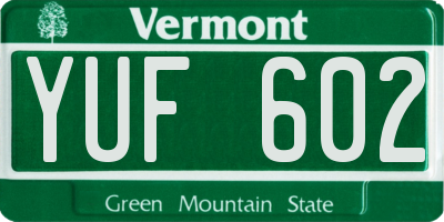VT license plate YUF602