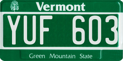 VT license plate YUF603