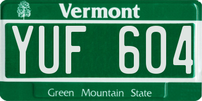 VT license plate YUF604
