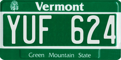 VT license plate YUF624