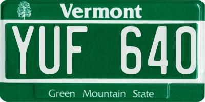 VT license plate YUF640