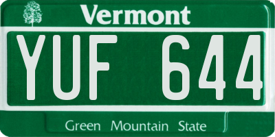 VT license plate YUF644