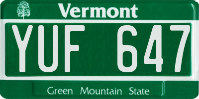 VT license plate YUF647