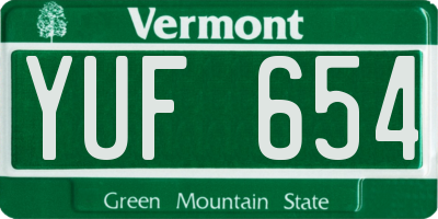 VT license plate YUF654