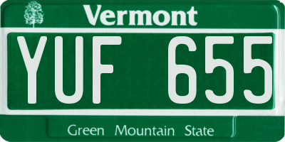 VT license plate YUF655