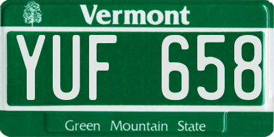 VT license plate YUF658