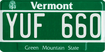 VT license plate YUF660