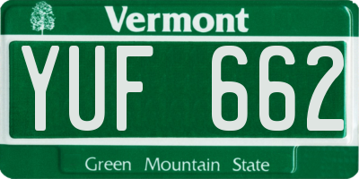 VT license plate YUF662