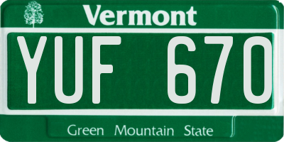 VT license plate YUF670