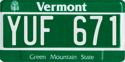 VT license plate YUF671