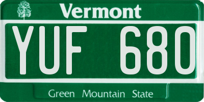 VT license plate YUF680