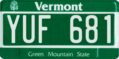 VT license plate YUF681
