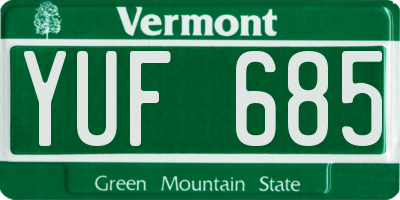 VT license plate YUF685