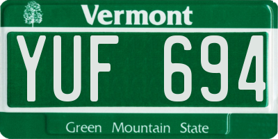VT license plate YUF694