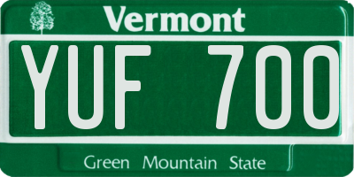 VT license plate YUF700