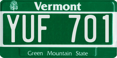 VT license plate YUF701