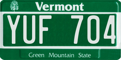 VT license plate YUF704