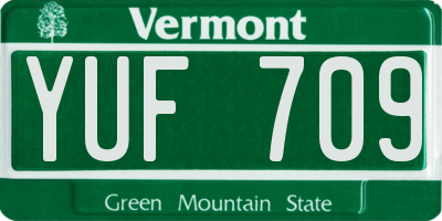 VT license plate YUF709