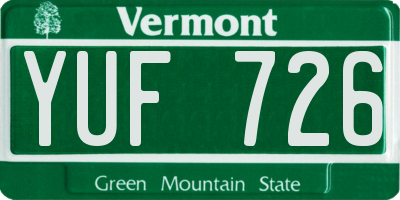 VT license plate YUF726