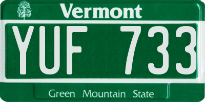 VT license plate YUF733