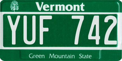 VT license plate YUF742