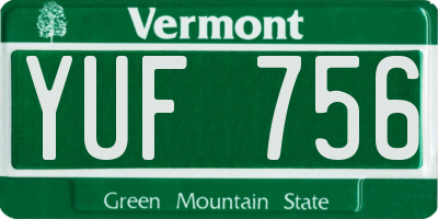 VT license plate YUF756