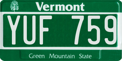 VT license plate YUF759