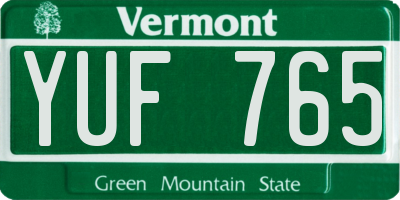 VT license plate YUF765
