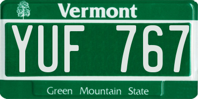 VT license plate YUF767