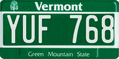 VT license plate YUF768