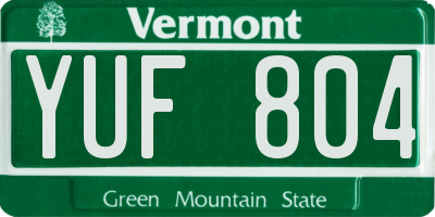 VT license plate YUF804