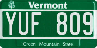 VT license plate YUF809