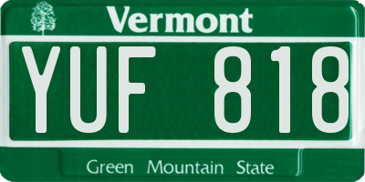 VT license plate YUF818